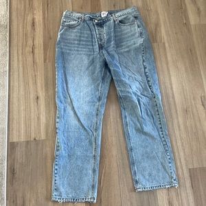 No rip jeans high waisted cross button waist